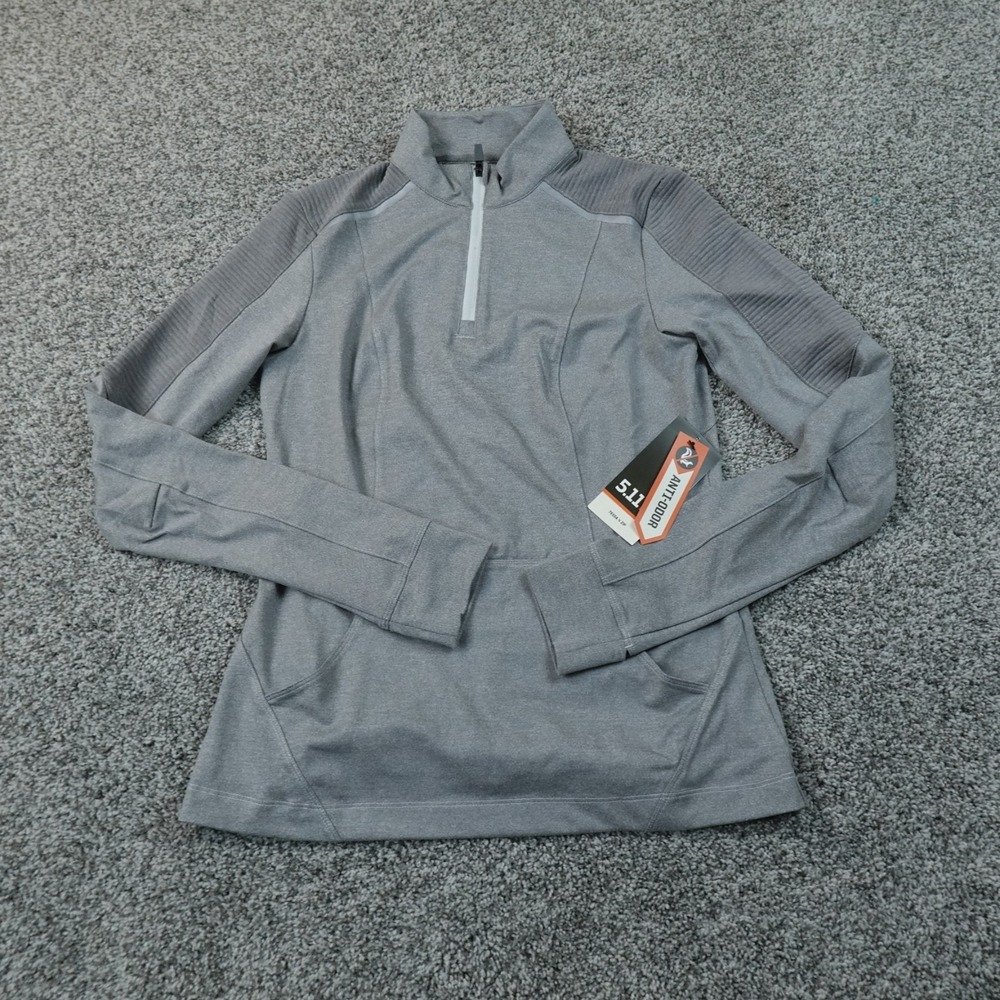 NEW 5.11 Tactical Pullover Womens S Gray Heather 1/4 Zip Mock Neck Sweatshirt